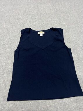 Talbots Navy V-Neck Sleeveless Knit Shell